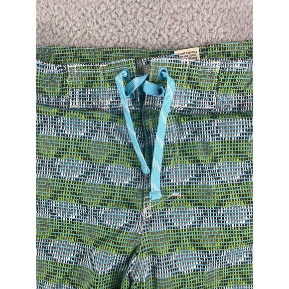 LL Bean Swim Shorts Boys 16 Trunks Green Geometric Drawstring Lined Pocket - Picture 2 of 13